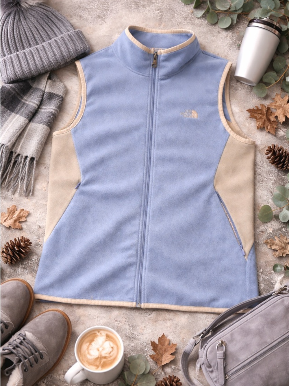 The North Face Light Blue & Grey Fleece Vest